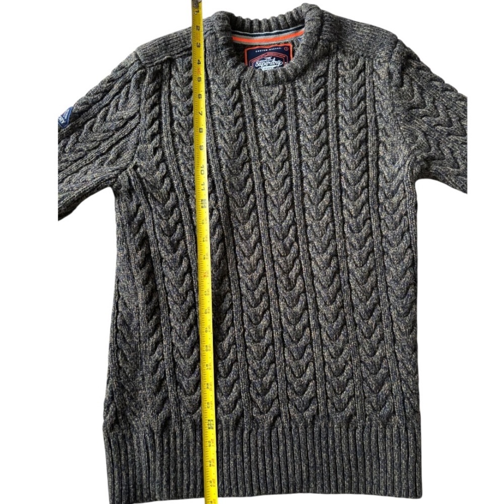 Superdry Olive Green Cable Knit Crewneck Sweater - Picture 12 of 12
